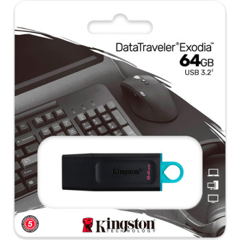 Флеш-драйв KINGSTON DT Exodia 64GB USB 3.2 Black/Teal. фото 3